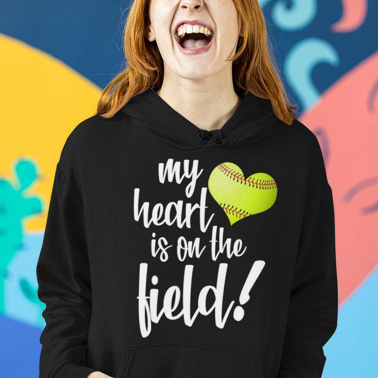 My Heart Is On The Field Baseball Player Women Hoodie Gifts for Her