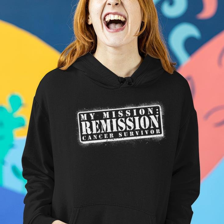 My Mission Remission Cancer Survivor Stamp Women Hoodie Gifts for Her