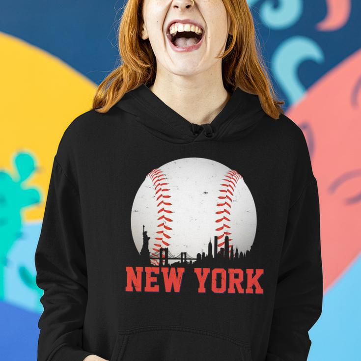 New York Skyline Baseball Sports Fan Women Hoodie Gifts for Her