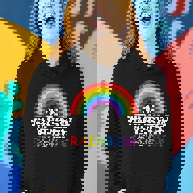 On Wednesday We Wear Rainbow Women Hoodie Gifts for Her