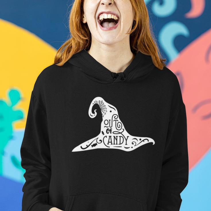 Out Of Candy Witch Hat Funny Halloween Quote Women Hoodie Gifts for Her