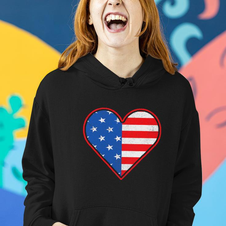 Patriotic American Flag Heart For 4Th Of July Girl Women Hoodie Gifts for Her