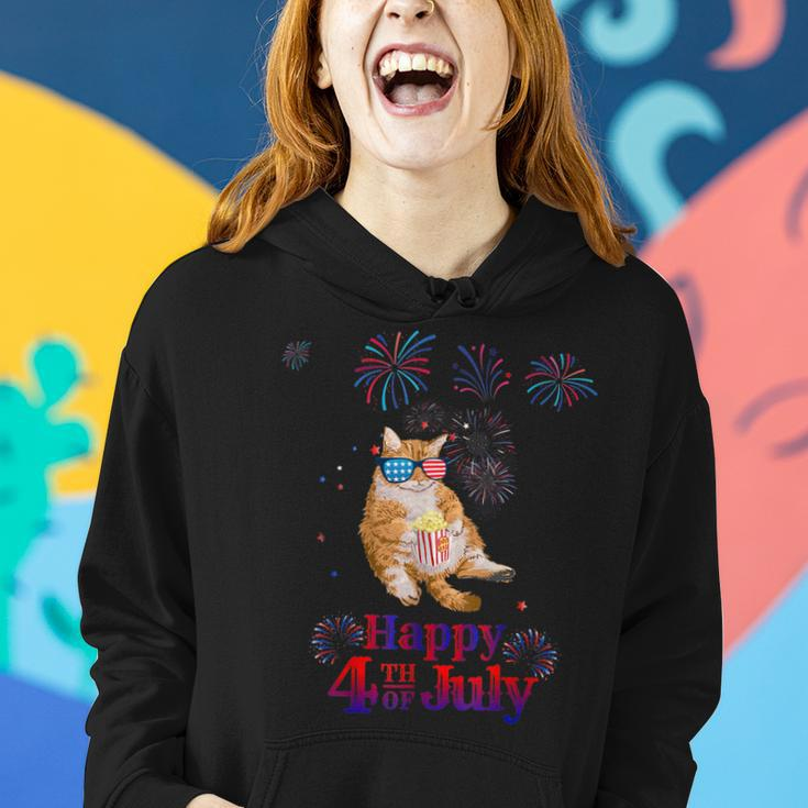 Patriotic Cat Happy 4Th Of July Women Hoodie Gifts for Her