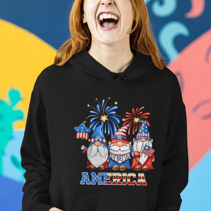 Patriotic Gnomes 4Th Of July Funny Gnome Love American Flag Gift Women Hoodie Gifts for Her