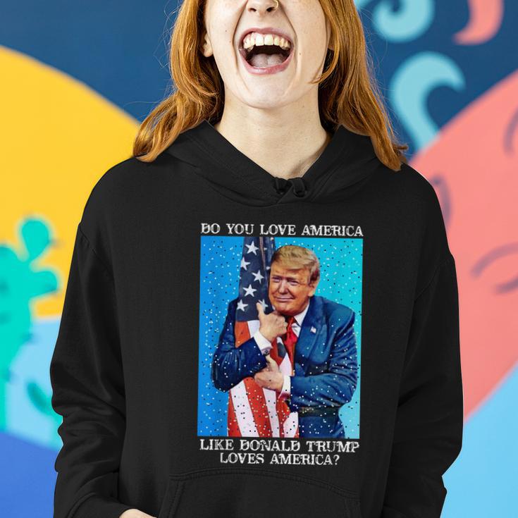 Patriotic Trump Hugging Flag Pro Trump Republican Gifts Women Hoodie Gifts for Her