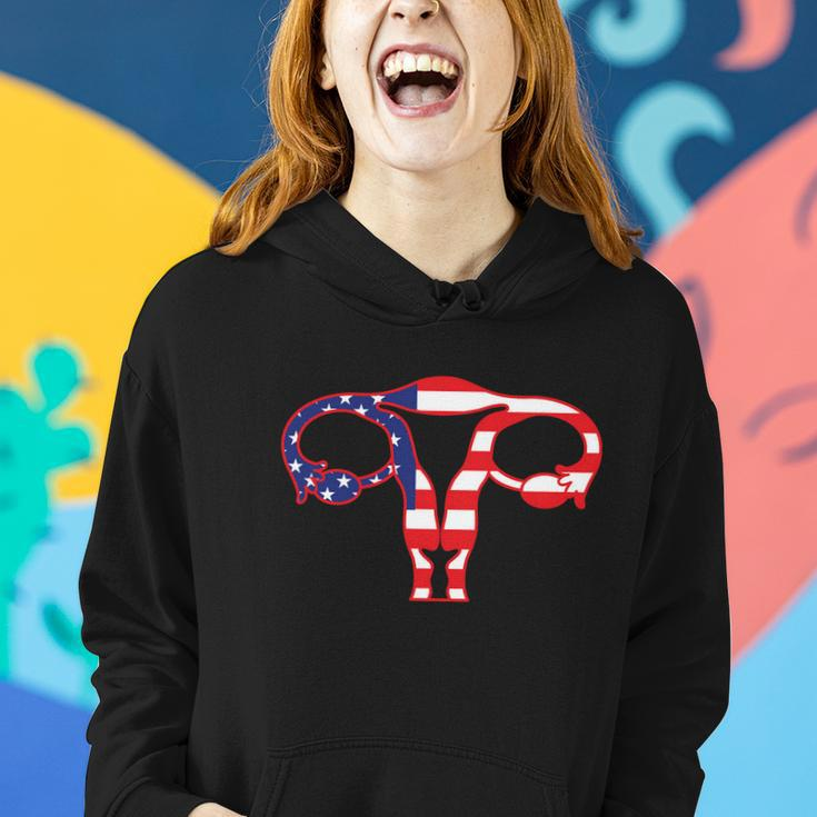 Patriotic Uterus American Flag Womens Rights 1973 Pro Roe Women Hoodie Gifts for Her