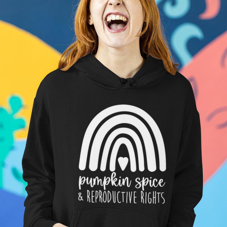 Pumpkin Spice And Reproductive Rights Rainbow Halloween Gift Women Hoodie Gifts for Her