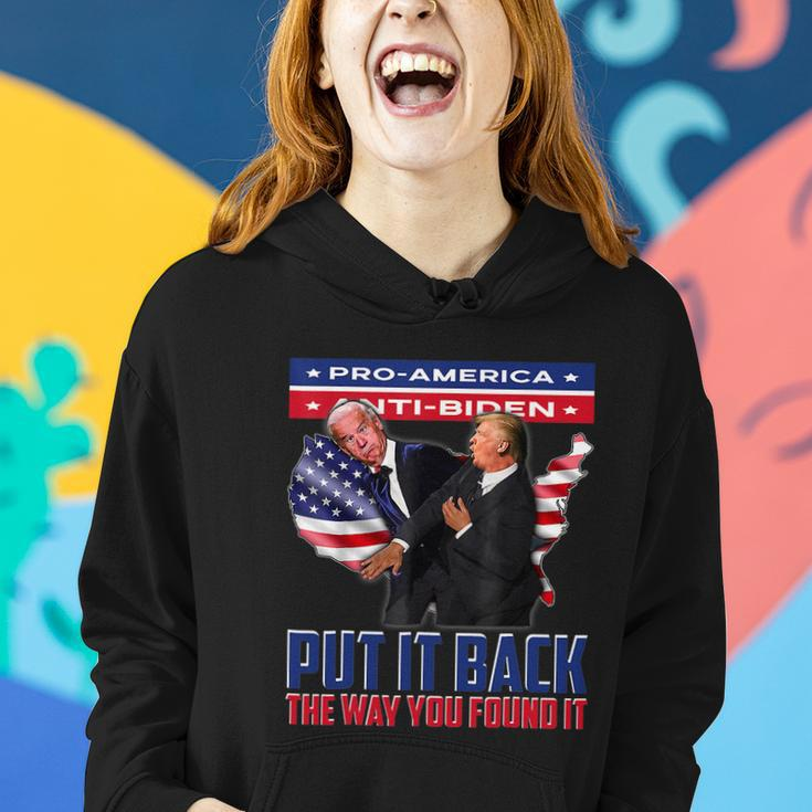 Put It Back The Way You Found It Funny Trump Slap Anti Biden Women Hoodie Gifts for Her