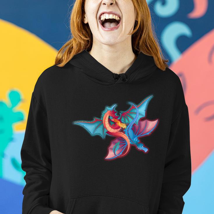 Red And Blue Flying Dragons Women Hoodie Gifts for Her