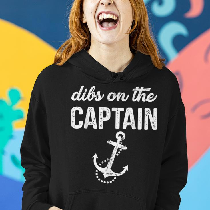 Retro Anchor Vintage Dibs On The Captain Funny Captain Wife Women Hoodie Gifts for Her