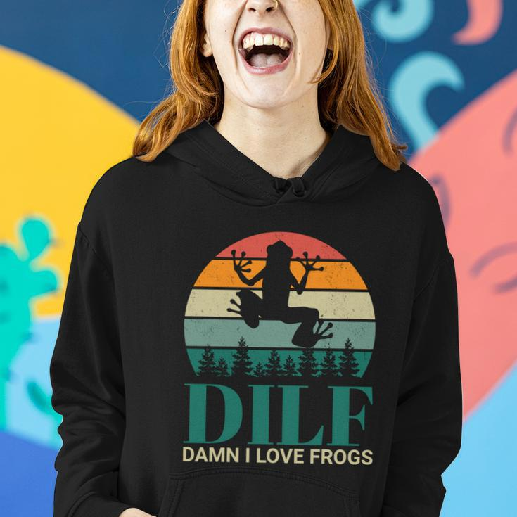 Retro Dilf Damn I Love Frogs Women Hoodie Gifts for Her