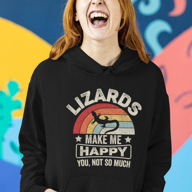 Retro Lizards Make Me Happy You Not So Much Lizard Lover Cool Gift Women Hoodie Gifts for Her
