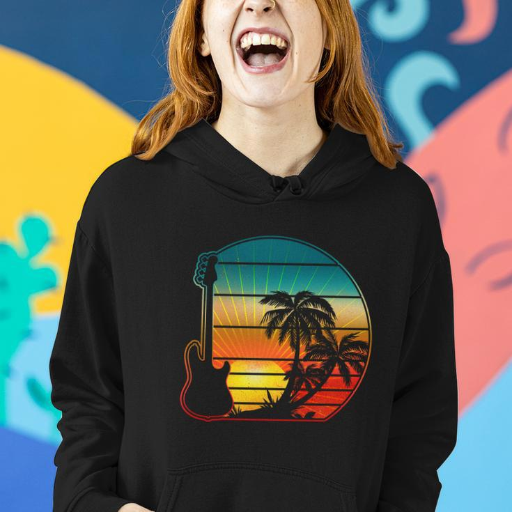 Retro Vintage Guitar Sunset Sunrise Island Women Hoodie Gifts for Her