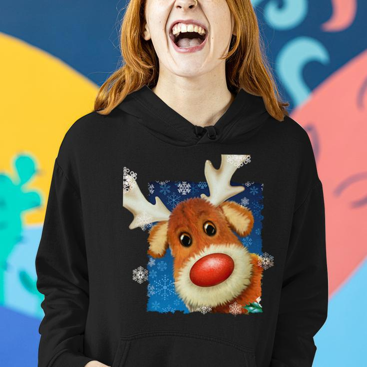 Rudolph Red Nose - Reindeer Closeup Christmas Tshirt Women Hoodie Gifts for Her
