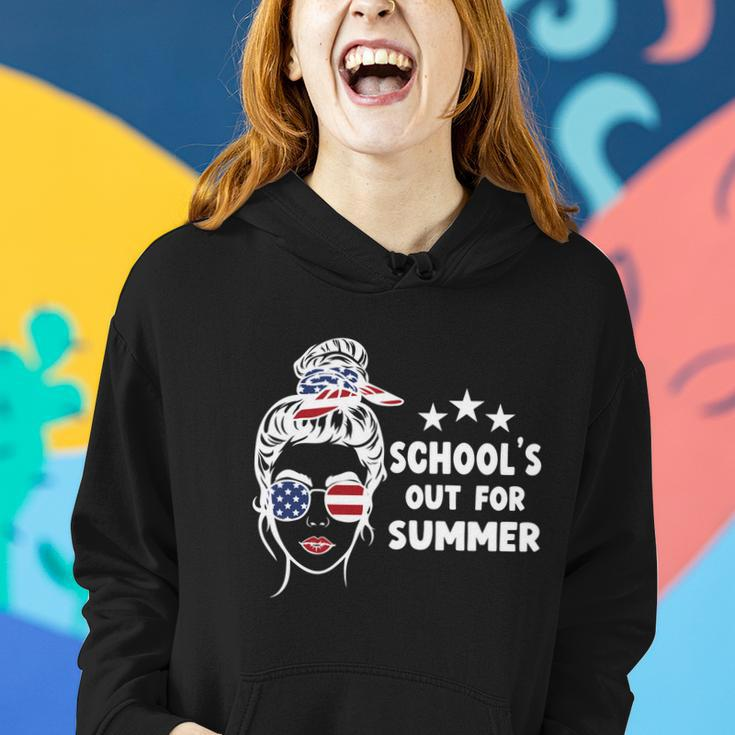 Schools Out For Summer Last Day Of School Messy Bun Us Gift Women Hoodie Gifts for Her