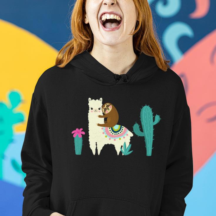 Sloth Riding Llama Funny Cactus Tshirt Women Hoodie Gifts for Her