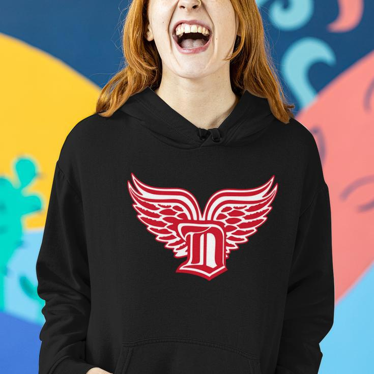 Sporty Detroit Fan Old English D With Wings Women Hoodie Gifts for Her