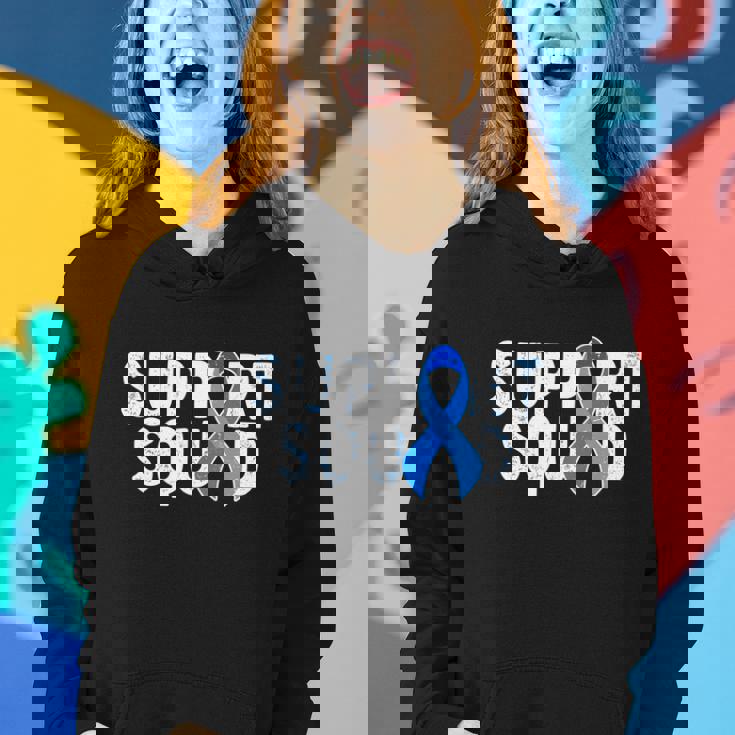 Support Squad Colon Cancer Awareness Blue Ribbon Tshirt Women Hoodie Gifts for Her