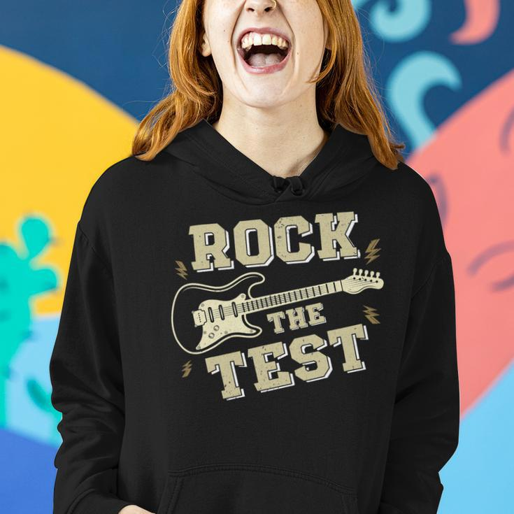 Test Day Teacher Rock The Test Guitar Teacher Testing Day Women Hoodie Gifts for Her