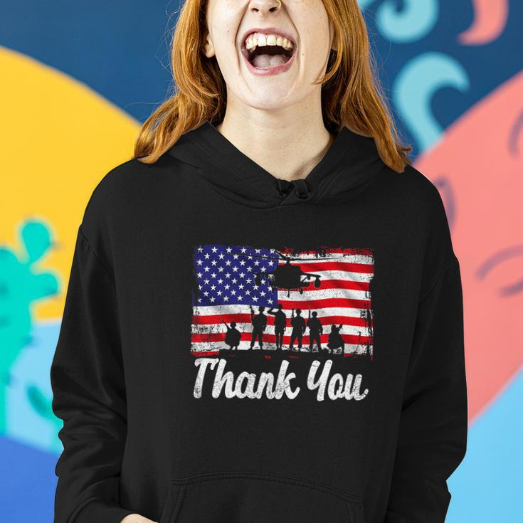 Thank You Army Usa Memorial Day Partiotic Military Veteran Women Hoodie Gifts for Her