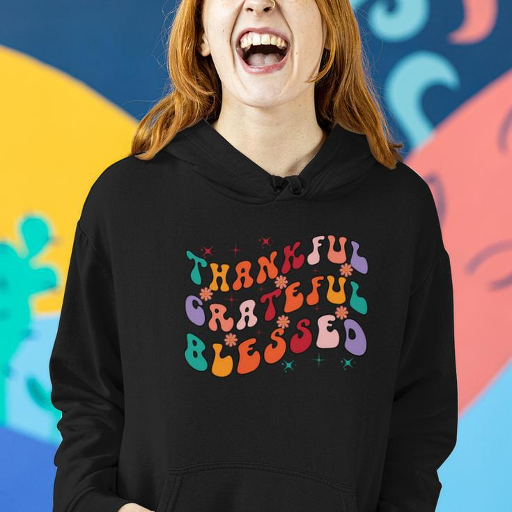 Thankful Grateful Blessed Fall Glitter Gift Women Hoodie Graphic Print Hooded Sweatshirt Gifts for Her