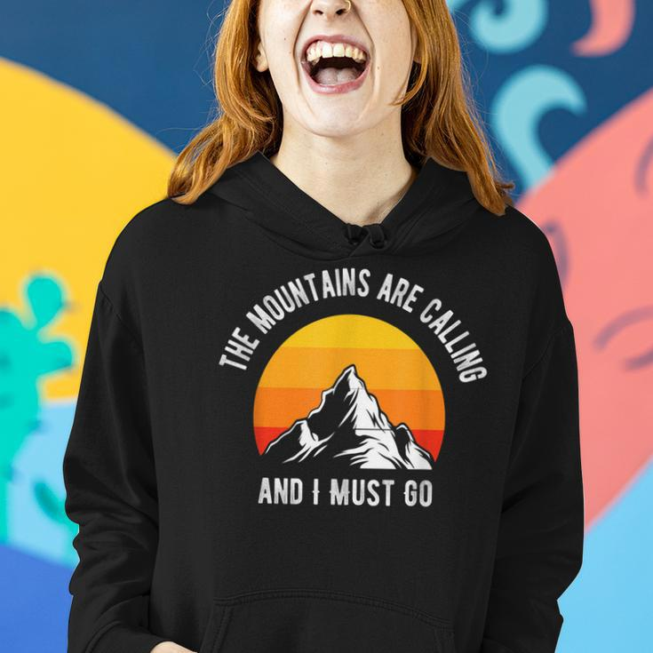 The Mountains Are Calling And I Must Go Funny Hiking Quotes Women Hoodie Graphic Print Hooded Sweatshirt Gifts for Her