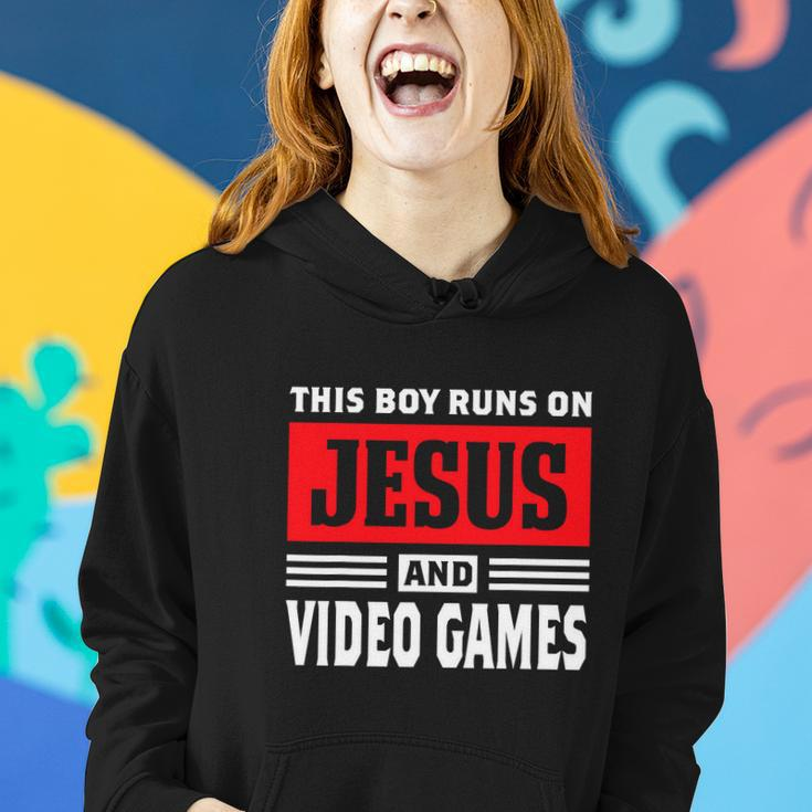This Boy Runs On Jesus And Video Games Christian Women Hoodie Gifts for Her