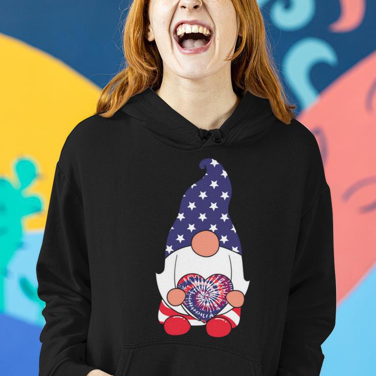 Tie Dye Gnome Usa Flag Star Graphic 4Th Of July Plus Size Shirt Women Hoodie Gifts for Her