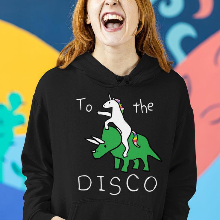 To The Disco Magical Unicorn Dinosaur Retro 80S Party Women Hoodie Gifts for Her