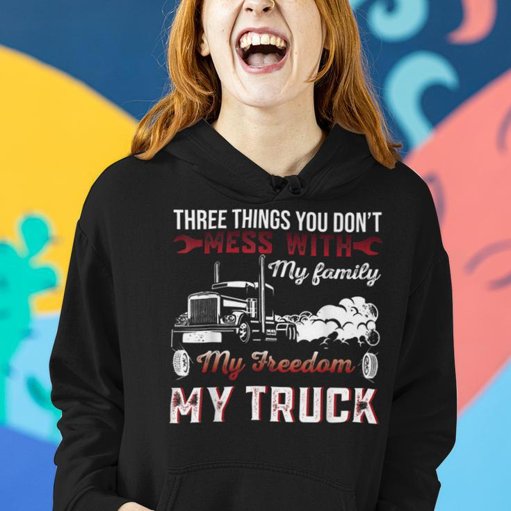 Trucker Trucker Dad Truck Driver Father Dont Mess With My Family Women Hoodie Gifts for Her