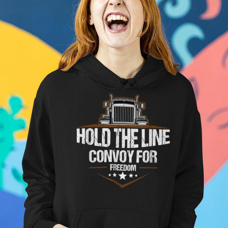 Trucker Trucker Hold The Line Convoy For Freedom Trucking Protest Women Hoodie Gifts for Her