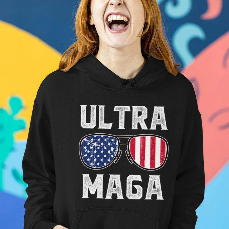 Ultra Maga Sunglasses American Flag Funny Anti Biden Women Hoodie Gifts for Her