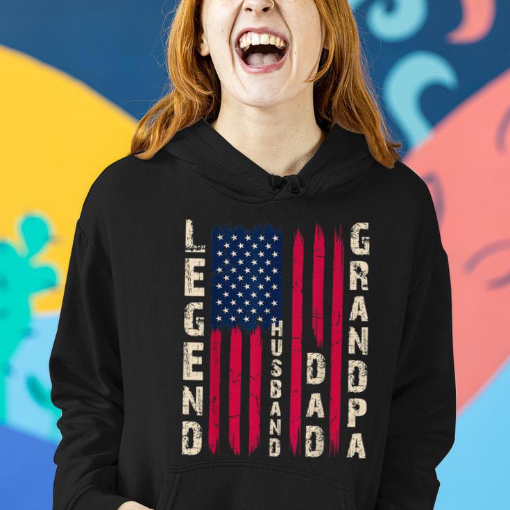 Usa Flag Fathers Day Dad The Legend Husband Dad Grandpa Women Hoodie Gifts for Her