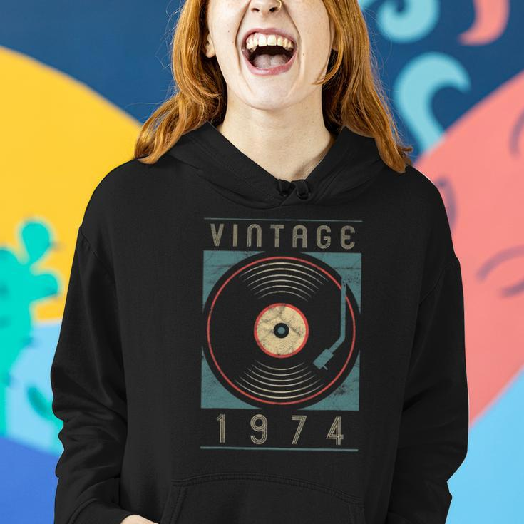 Vintage 1974 Vinyl Retro Turntable Birthday Dj Gift For Him Women Hoodie Gifts for Her
