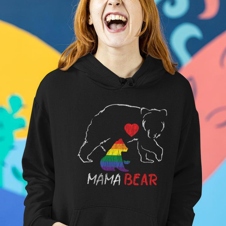 Vintage Rainbow Mama Bear Hugs Mom Mother Love Lgbt Pride Cute Gift Women Hoodie Gifts for Her