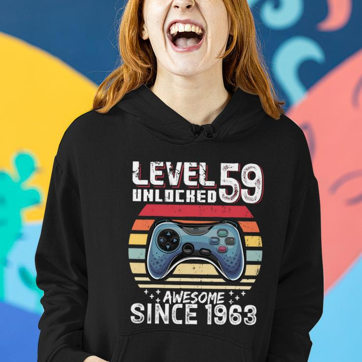 Vintage Video Gamer Birthday Level 59 Unlocked 59Th Birthday Women Hoodie Gifts for Her