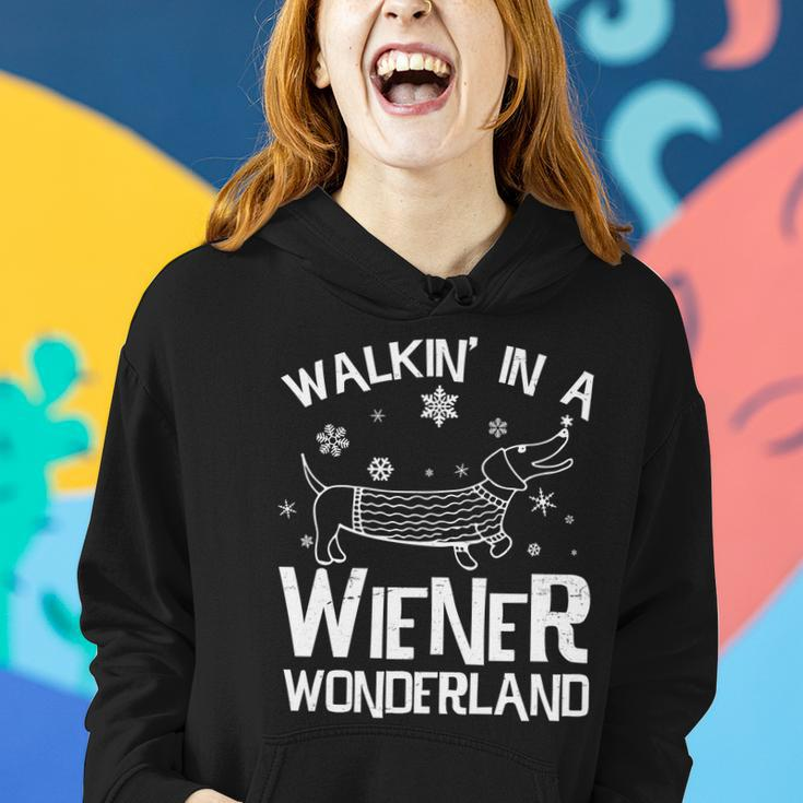 Walking In A Wiener Wonderland Funny Christmas Tshirt Women Hoodie Gifts for Her