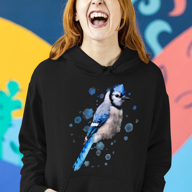 Watercolor Blue Jay Bird Artistic Animal Artsy Painting Women Hoodie Gifts for Her