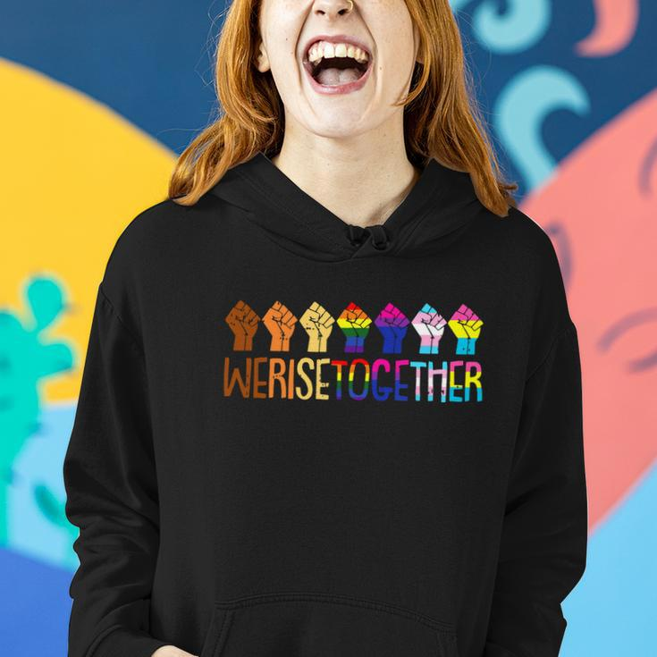 We Rise Together Black Lgbt Raised Fist Pride Equality Women Hoodie Gifts for Her