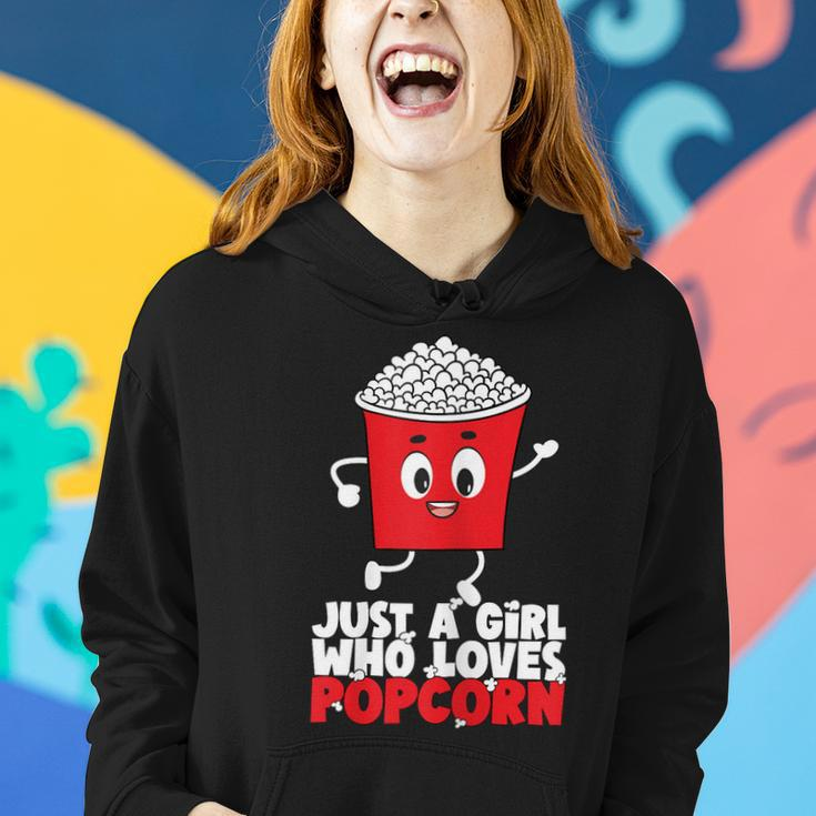 Womens Cool Just A Girl Who Loves Popcorn Girls Popcorn Lovers Women Hoodie Graphic Print Hooded Sweatshirt Gifts for Her