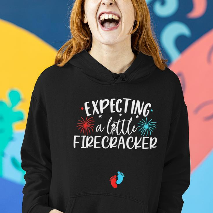Womens Expecting A Little Firecracker Funny 4Th Of July Pregnant Women Hoodie Gifts for Her