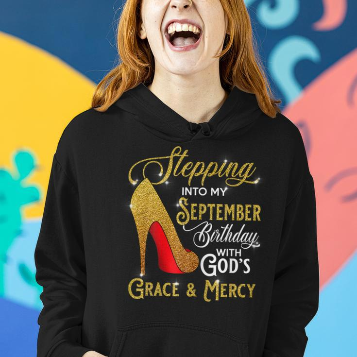 Womens Stepping Into My September Birthday With Gods Grace Mercy V2 Women Hoodie Graphic Print Hooded Sweatshirt Gifts for Her