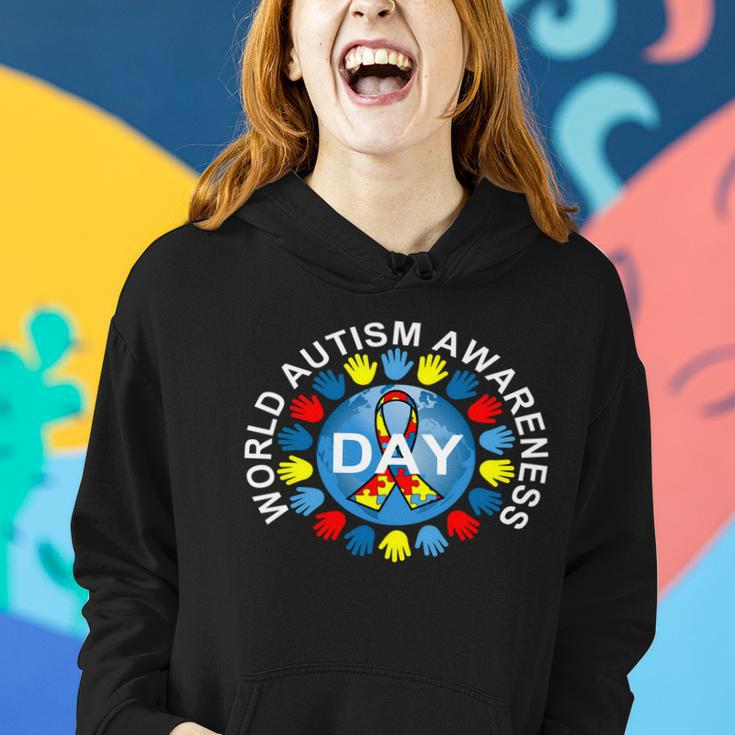 World Autism Awareness Day Earth Puzzle Ribbon Tshirt Women Hoodie Gifts for Her