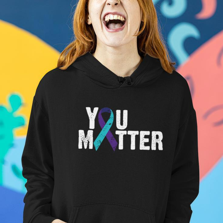 You Matter Purple Teal Ribbon Suicide Prevention Awareness Tshirt Women Hoodie Gifts for Her