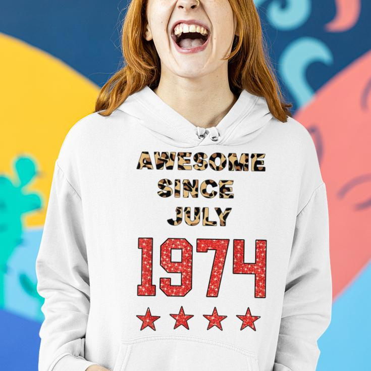 Awesome Since July 1974 Leopard 1974 July Birthday Women Hoodie Gifts for Her