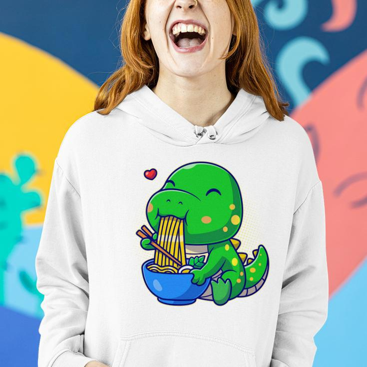 Cute Baby Dino Trex Eating Ramen Noodles Women Hoodie Gifts for Her