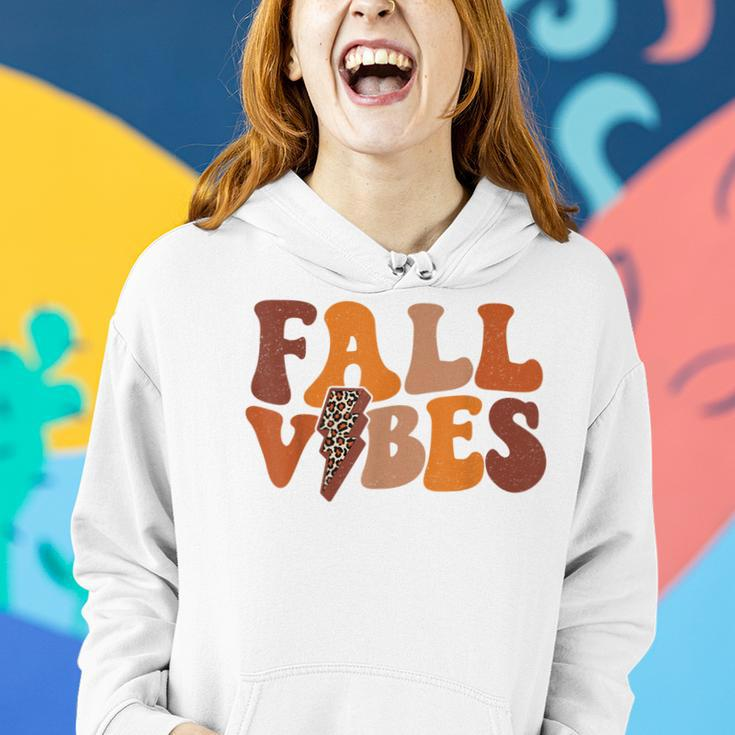 Fall Vibe Vintage Groovy Fall Season Retro Leopard Women Hoodie Graphic Print Hooded Sweatshirt Gifts for Her