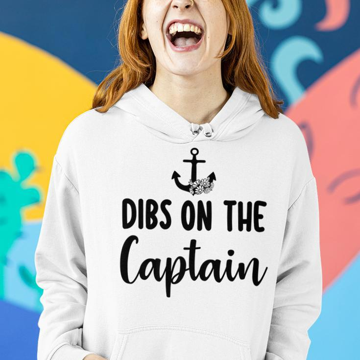 Funny Captain Wife Dibs On The Captain Quote Anchor Sailing  V2 Women Hoodie Gifts for Her