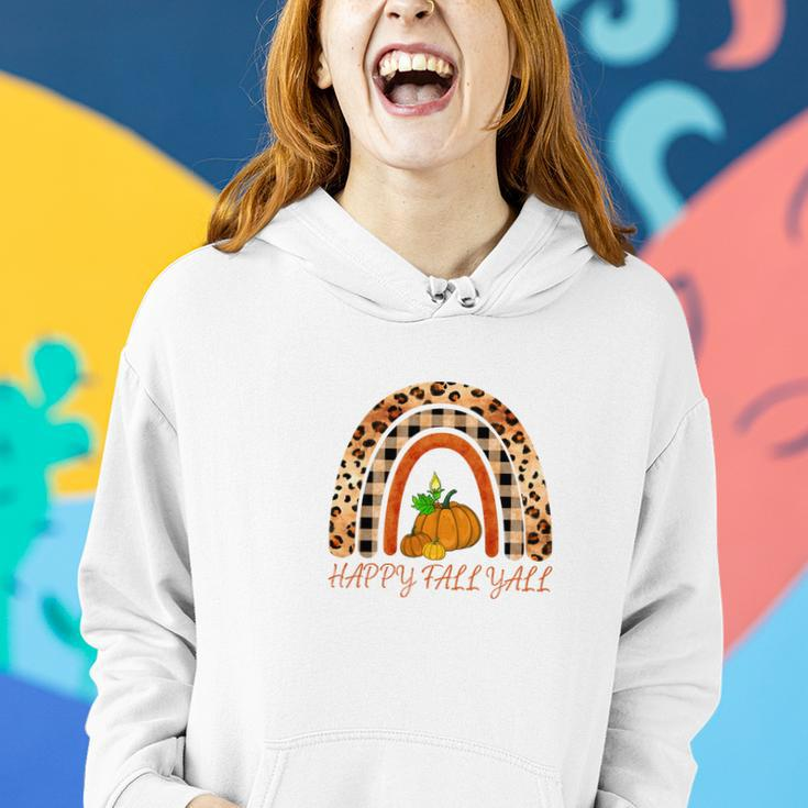 Leopard Rainbow Happy Fall Yall Women Hoodie Graphic Print Hooded Sweatshirt Gifts for Her