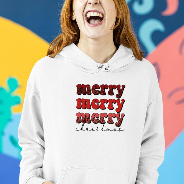 Merry Merry Merry Christmas V3 Women Hoodie Graphic Print Hooded Sweatshirt Gifts for Her